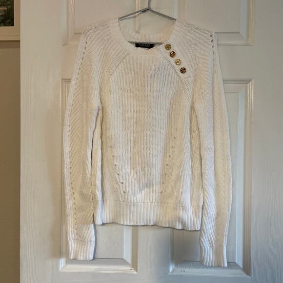 NWT Ralph Lauren Button-Trim Cotton Sweater size Small Petite - Picture 3 of 15